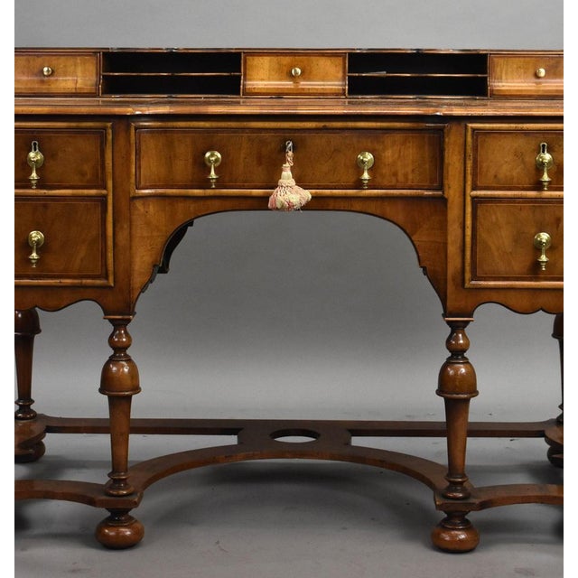 Wood Antique Queen Anne Style Walnut Writing Table, 1900 For Sale - Image 7 of 12