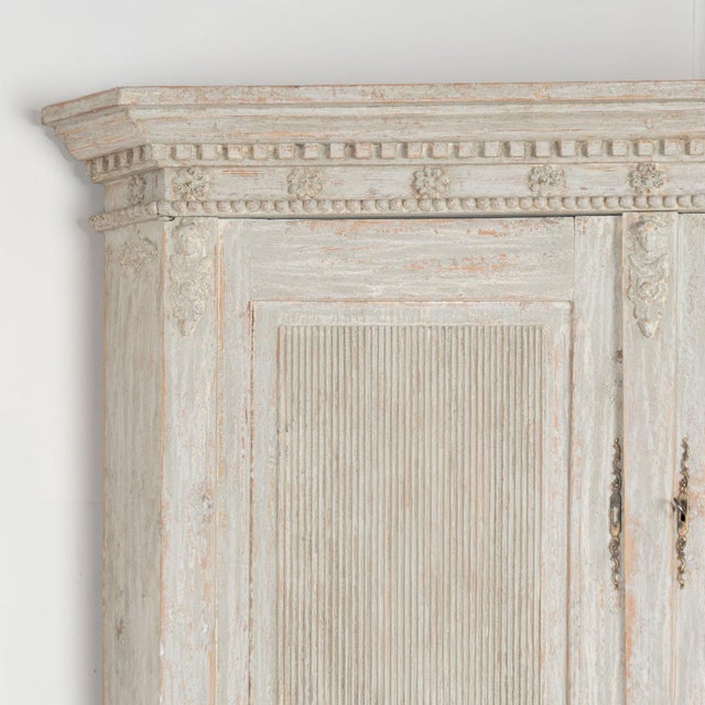Gustavian (Swedish) Large 19th Century Swedish Gray Gustavian Pine Corner Cabinet For Sale - Image 3 of 14