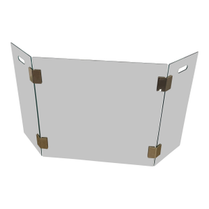 Mid-Century Modernist Tri-Fold Glass Fire Screen With Brass Hinges in the Style of Jacques Adnet