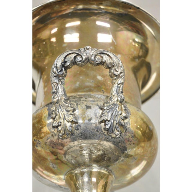 Vintage Trophy Cup Worn Silver Plated Champagne Chiller Ice Bucket by Bristol For Sale - Image 4 of 12
