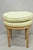 Vintage French Country Louis XVI Style Round Seat Carved Wood Cabriole Leg Vanity Stool w/ Distressed White Washed Finish...