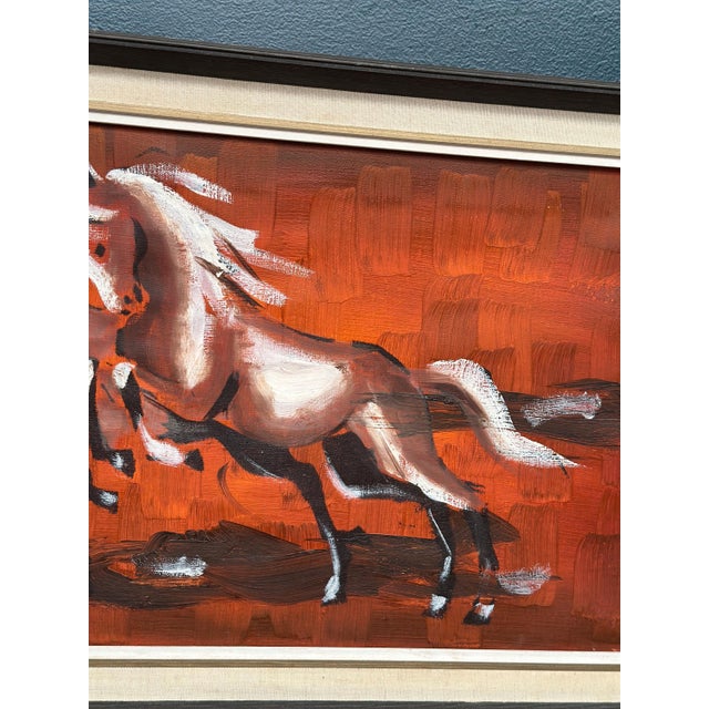 Scandinavian Artist, Trio Horses, 1960s, Oil on Canvas, Framed For Sale - Image 13 of 15