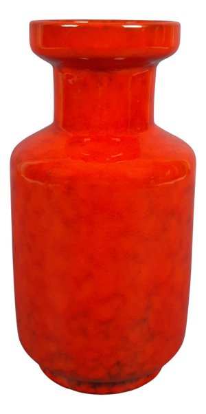 Fire Red Ceramic Vase with Marbled Enamel, 1970s
