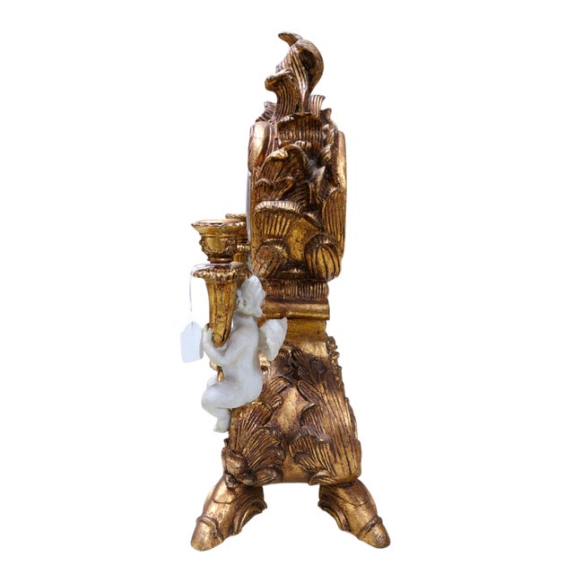 Baroque Baroque Candelabra Clock with Angels, 1960s For Sale - Image 3 of 6