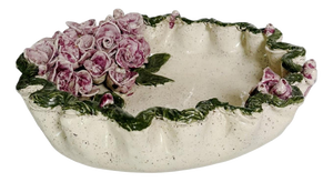 Pottery Vide-Poche with Floral Decorations, France, 1970s