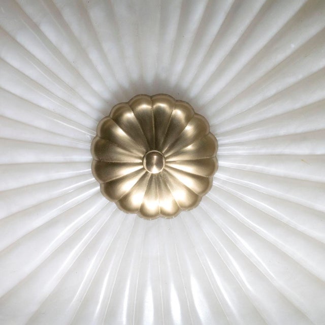 White Alabaster and brass pendant For Sale - Image 8 of 8
