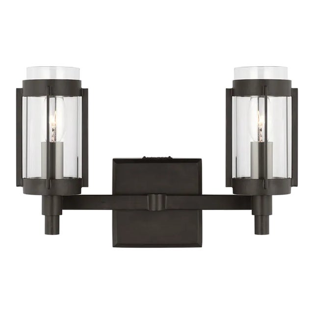 Lauren Ralph Lauren by Visual Comfort Studio Flynn 2-Light Bath Vanity Sconce in Aged Iron For Sale