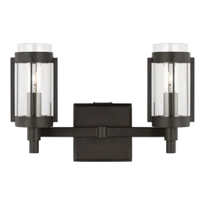 Lauren Ralph Lauren by Visual Comfort Studio Flynn 2-Light Bath Vanity Sconce in Aged Iron