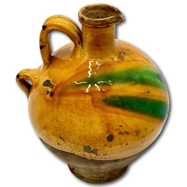Outstanding Very Large Size Antique Country French Pottery Water Jug With Stunning Glaze - Approx 18 Inches Tall For Sale - Image 4 of 18