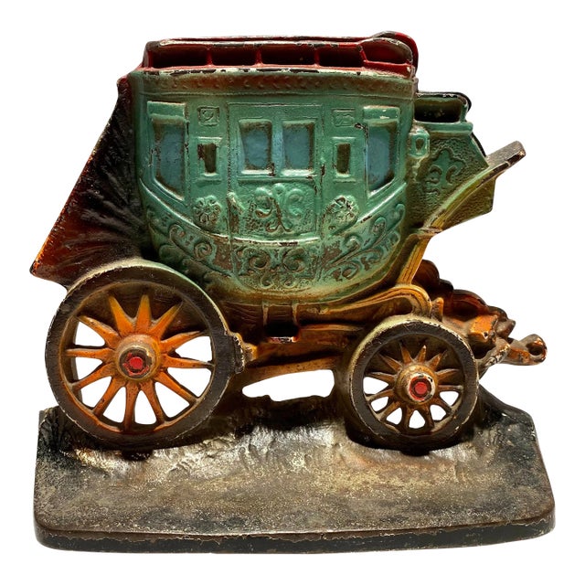 1930s Metal Western Stagecoach Door Stop With Original Paint- Made in Usa -1930 For Sale
