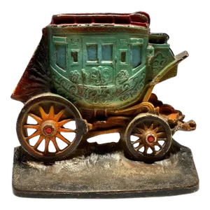 1930s Metal Western Stagecoach Door Stop With Original Paint- Made in Usa -1930