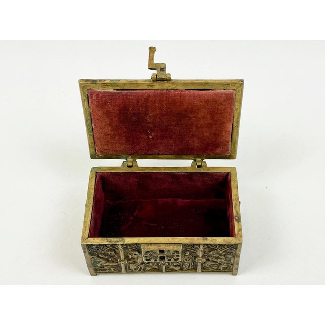 Antique Gothic Revival Bronze Jewelry Box with Religious Scenes, 1890s For Sale - Image 4 of 12