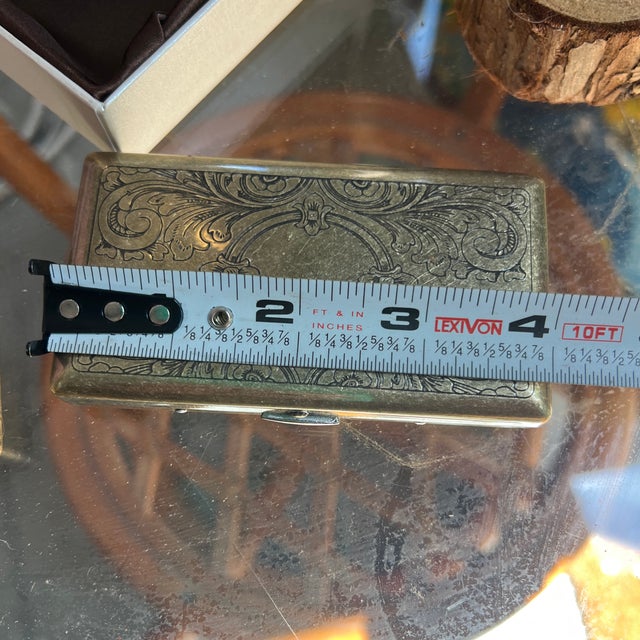 Vintage Pair of Brass Etched Cigarette Cases For Sale - Image 10 of 12