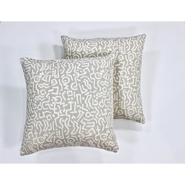 24" X 24" Cut Velvet Keith Haring Style Pop Art Feather/Down Pillows, Pair For Sale In Raleigh - Image 6 of 6