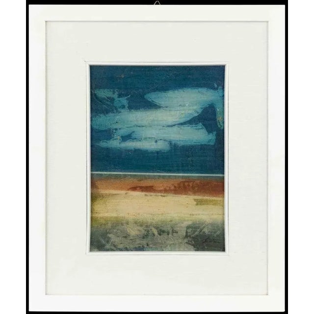 Mario Sinisca, Blue Horizon, Original Mixed Media, 1960s For Sale - Image 4 of 4