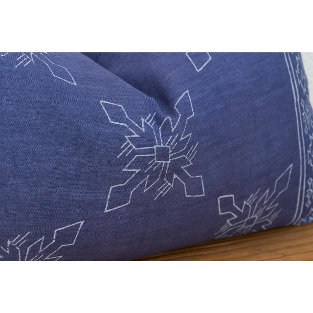 1990s Blockprint Linen Jaipur Lumbar "Indigo" Pillow Cover For Sale - Image 5 of 7