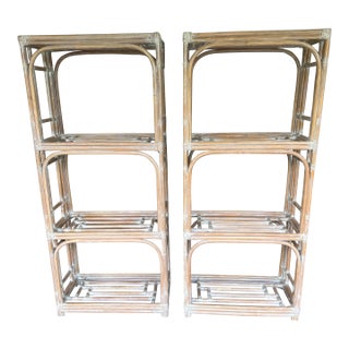 Post Modern McGuire Bamboo Shelves a Pair For Sale