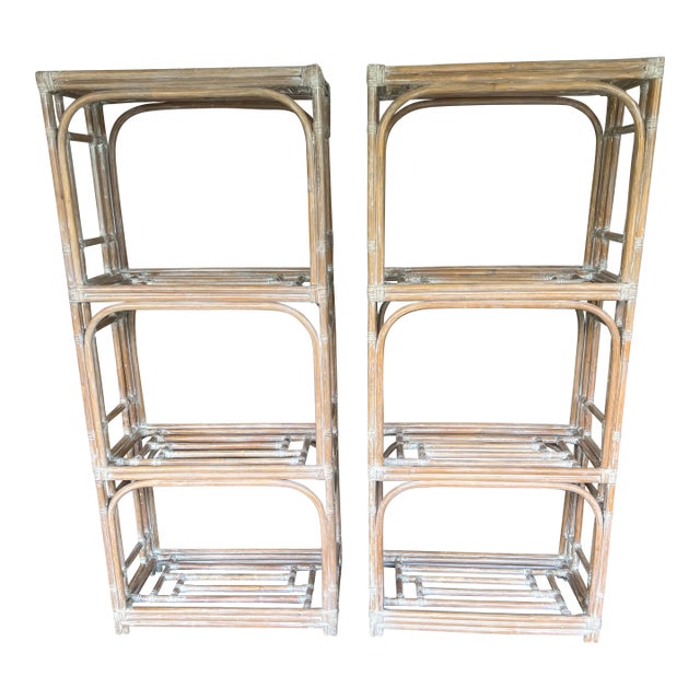 Post Modern McGuire Bamboo Shelves a Pair For Sale