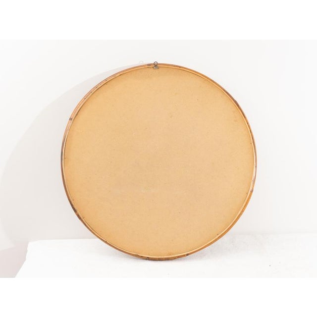Large round bamboo wall mirror, Made in Italy, 1960s. Fantastic round wall mirror, Made in Italy, 1960s. The frame is...