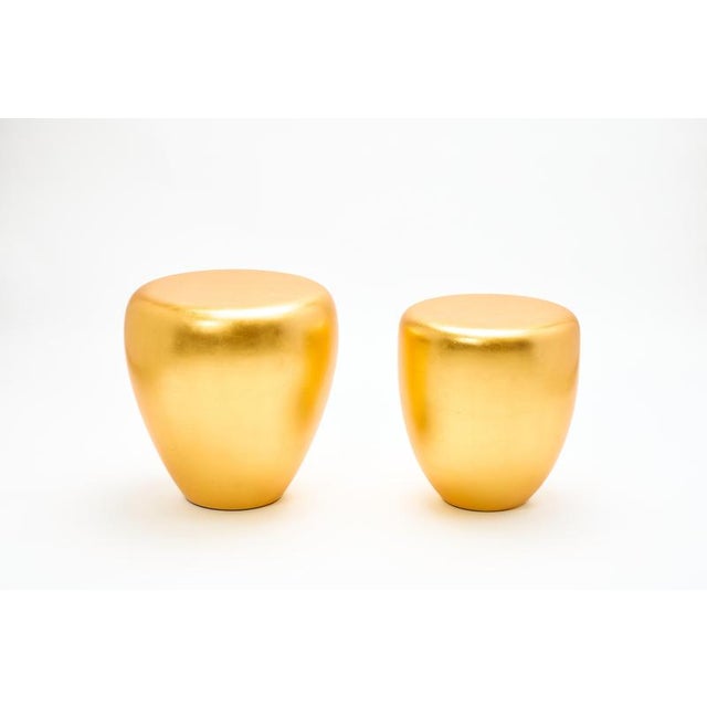 Unique medium satin varnish yellow gold leaf side table dot, reda amalou design dimensions: ø 49.5 x h 50 cm side table...