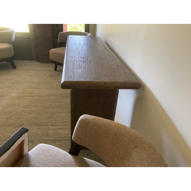White oak console table; protective finish; brand new; after purchased by our interior designer, we realized it was too...