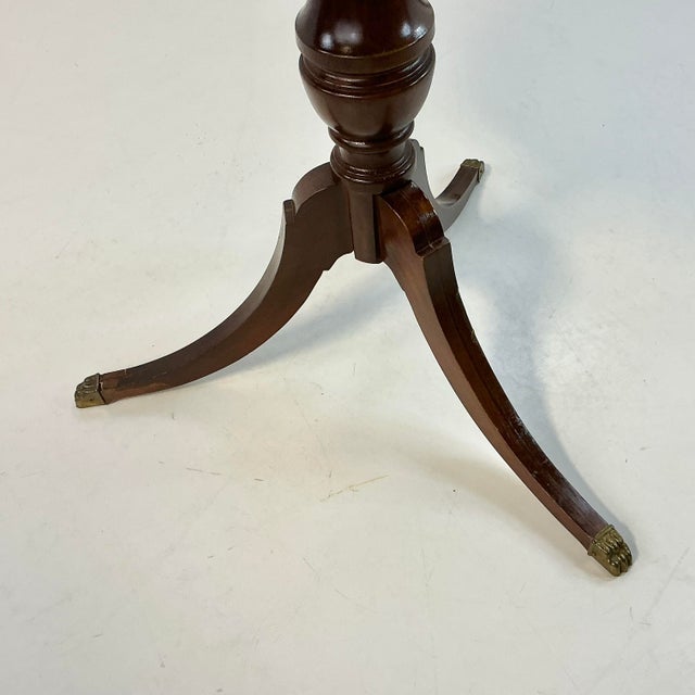 1960s Vintage French Empire Federal Mersman Round Tripod Pedestal Side Table. For Sale - Image 15 of 15