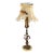 20th Century Italian Floral Tole Ware Style Metal Boudoir Table Lamp With Distressed Shade For Sale
