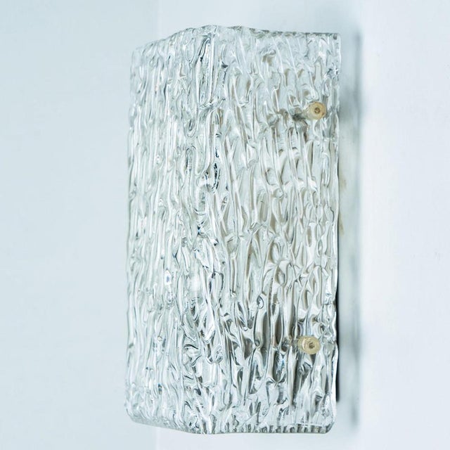 Textured Wave Glass Wall Light attributed to Kaiser Leuchten, 1970s For Sale - Image 9 of 16