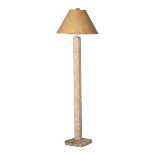 1940s Samuel Marx Attributed Fossilized Coquina Coral Stone Floor Lamp with Original Shade For Sale