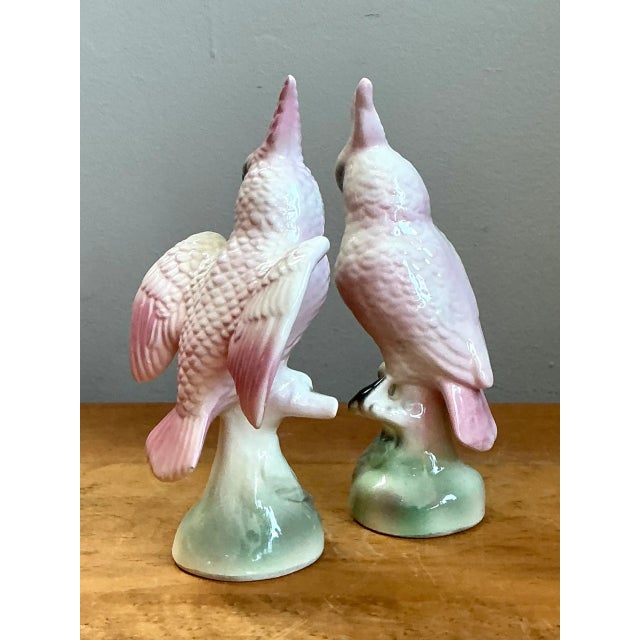 Mid 20th Century Vintage Ceramic Cockatoo Figurines - Pair For Sale - Image 5 of 12