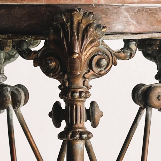 Mid-Century Modern 3-Legged Side Tables in Bronze and Marble attributed to Maison Jansen, France, 1960s, Set of 2 For Sale - Image 3 of 8