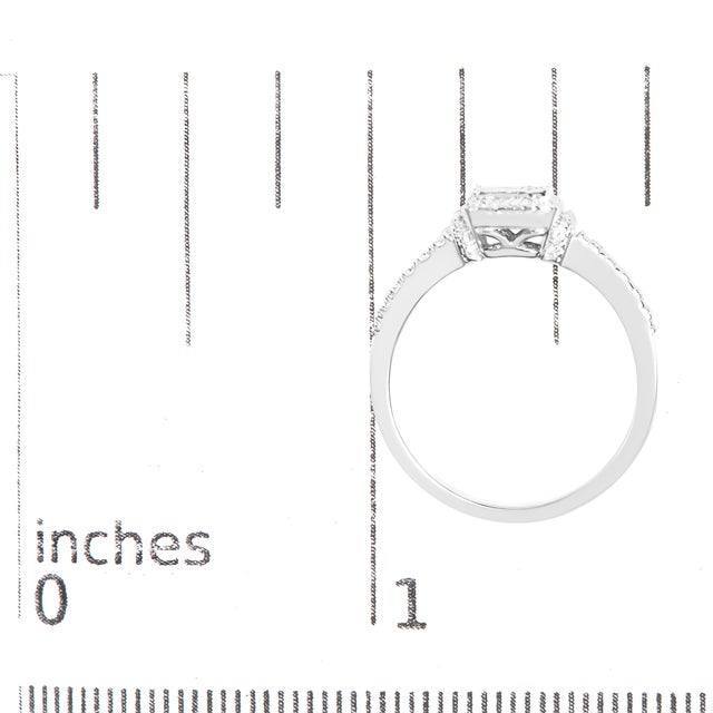 .925 Sterling Silver 1/4 Cttw Princess-cut Diamond Composite Ring with Beaded Halo (H-I Color, SI1-SI2 Clarity) - Size 7 For Sale In New York - Image 6 of 6