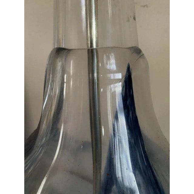 Mid-Century Eva Englund Pukeberg Sweden Art Glass Chrome Hand Blown Blue Swirl Lamp For Sale - Image 4 of 10