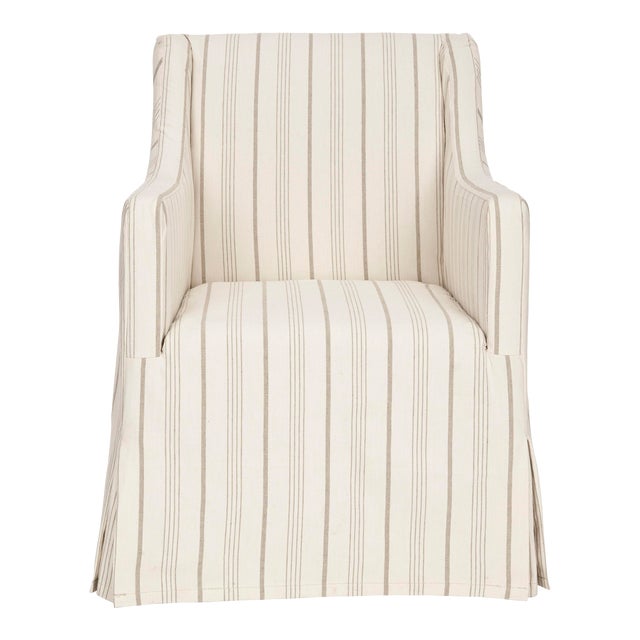 Slipcover Chair in Beige & Java For Sale