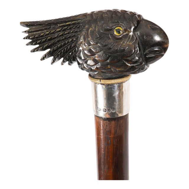 Antique Art Deco Novelty Parrot Walking Stick Cane, 1920s For Sale
