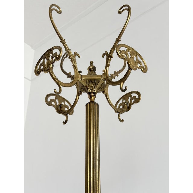Vintage Italian Brass Coat Rack with Rotating Crown and Female Face Tripod Base, 1960s For Sale - Image 6 of 18