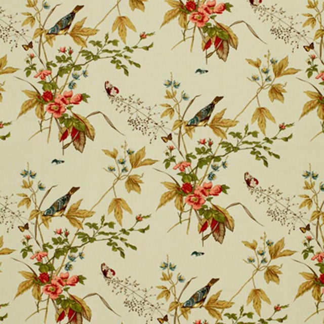 Schumacher Early Spring Fabric in Aqua For Sale