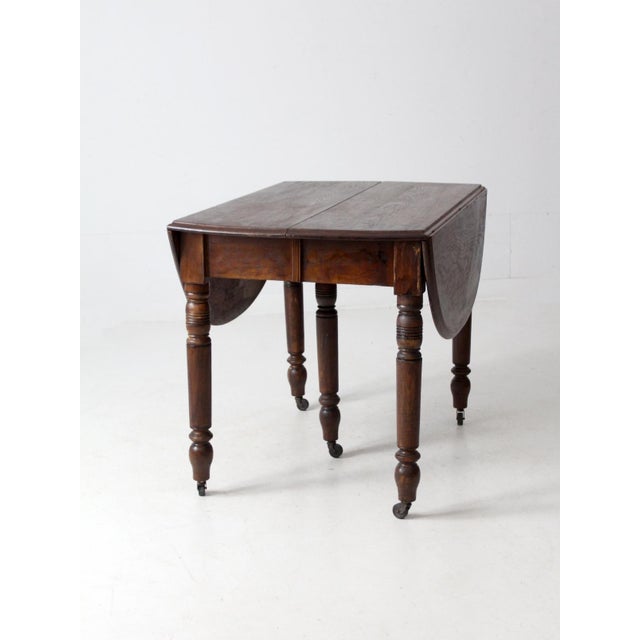 Brown Antique Drop Leaf Table With Extensions For Sale - Image 8 of 12