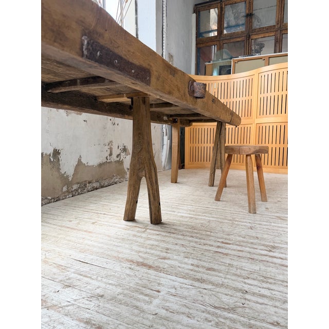 Brutalist Folk Art Table in Pine and Oak, 1950s For Sale - Image 12 of 18