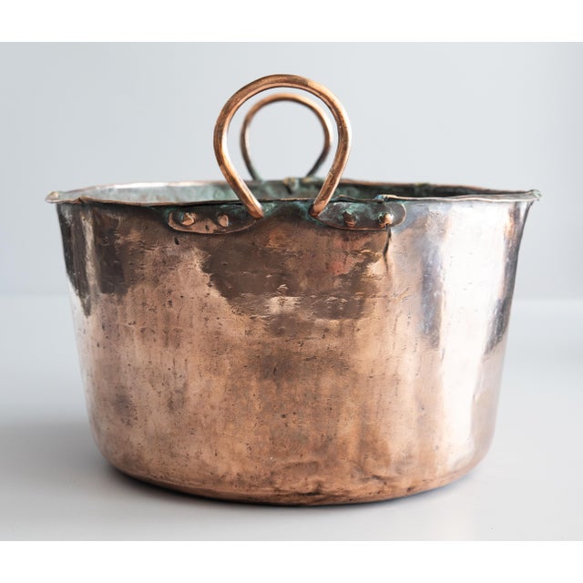 Large 19th-Century French Hammered Copper Pot For Sale In Houston - Image 6 of 12