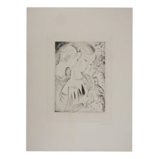 Mily Possoz, Young Women with a Parakeet, Original Signed Engraving For Sale