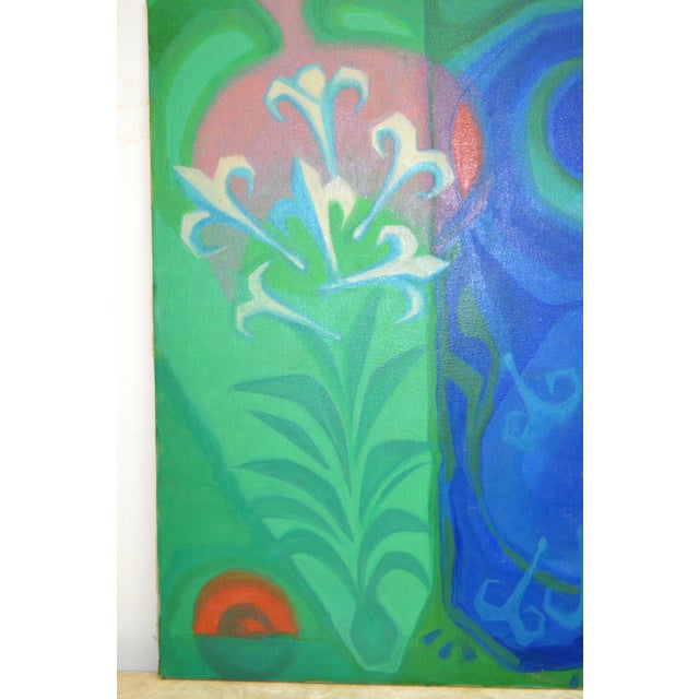 1979 Parzinger Oil on Canvas Lilly Becoming and Dying For Sale In Miami - Image 6 of 9