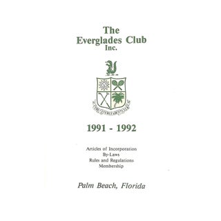 The Everglades Club 1991-1992 Members Annual For Sale