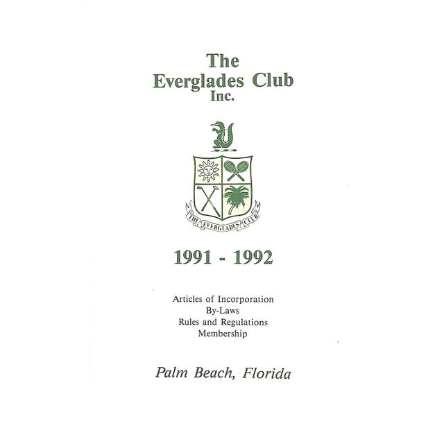 The Everglades Club 1991-1992 Members Annual For Sale