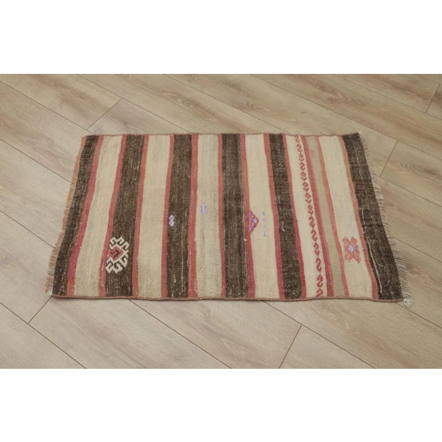 Rustic 1950s Southwestern Rustic & Primitive Striped Small Rug For Sale - Image 3 of 13