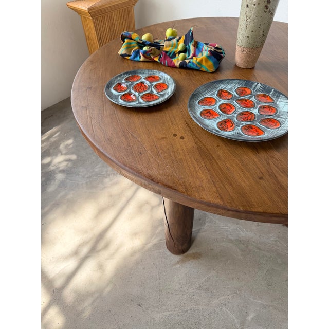 Brown Constructivist Round Table in Walnut, 1950s For Sale - Image 8 of 18
