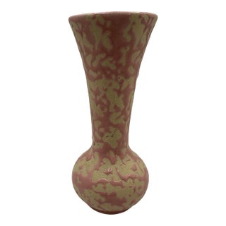 Vintage McCoy Pink & White Brocade Vase For Sale