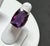 Metal Huge 40Ct Checker Board Cushion Cut Natural Amethyst Cocktail Ring 14KYG, 15.8gm For Sale - Image 7 of 18