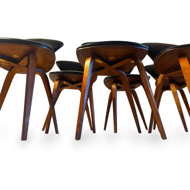 Early Norman Cherner Side Chairs for Plycraft, Set of 6 — Rare "Bernardo" Label, Circa 1958–1963 For Sale - Image 10 of 13