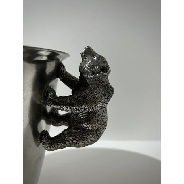 2010s Large Cipolla Pewter Collectible Bear Wine Bucket Cooler From Gorsuch in Aspen For Sale - Image 5 of 9